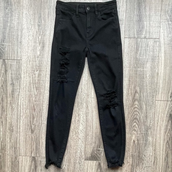 AMERICAN eagle hi-Rise next level stretch black jegging size 2 SHORT - Picture 12 of 16